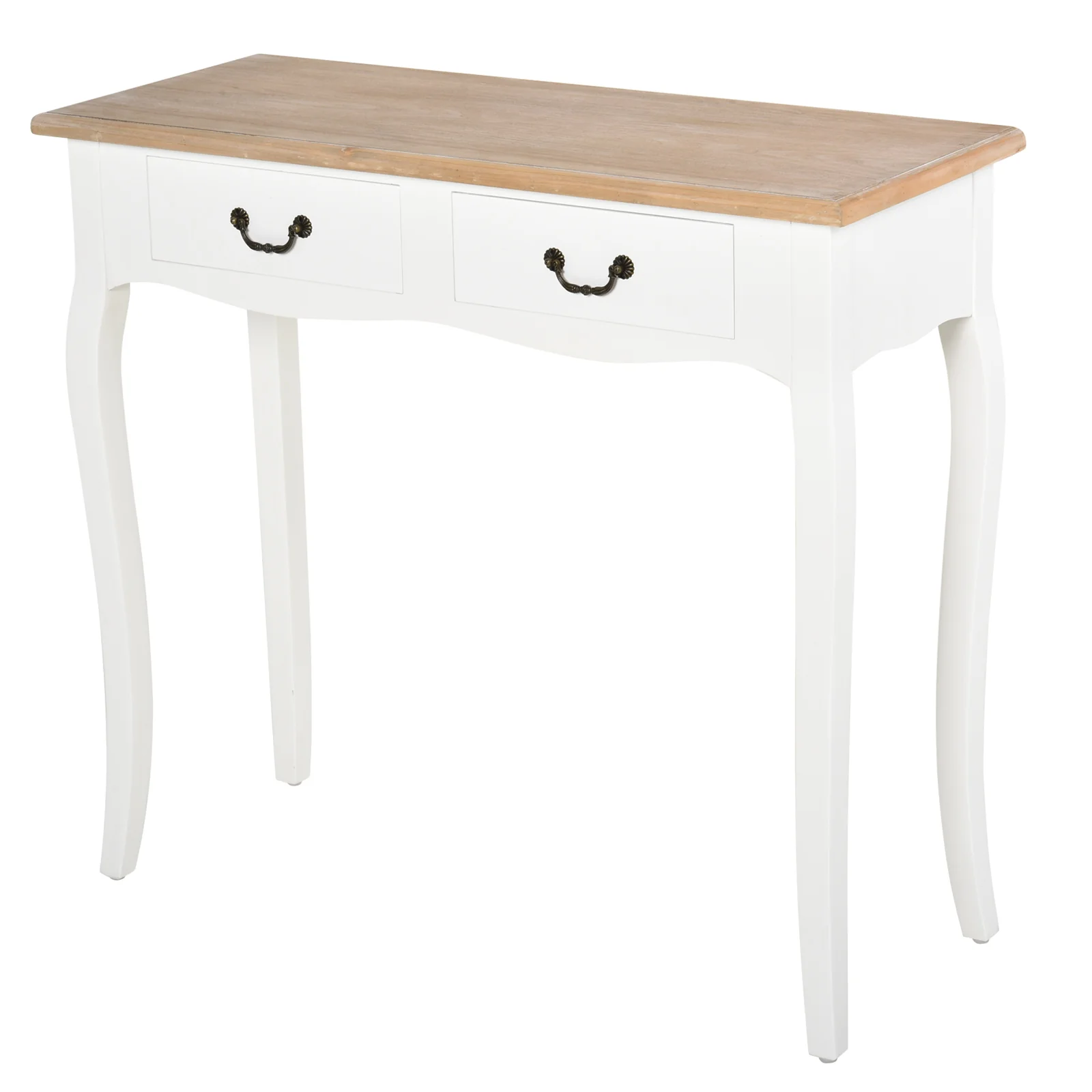 Table Console Table d'entrée Bout de Canapé Style Mexicain 2 tiroirs dim. 87L x 34l x 78H cm MDF Bois Massif pin Clair Blanc - Image 11