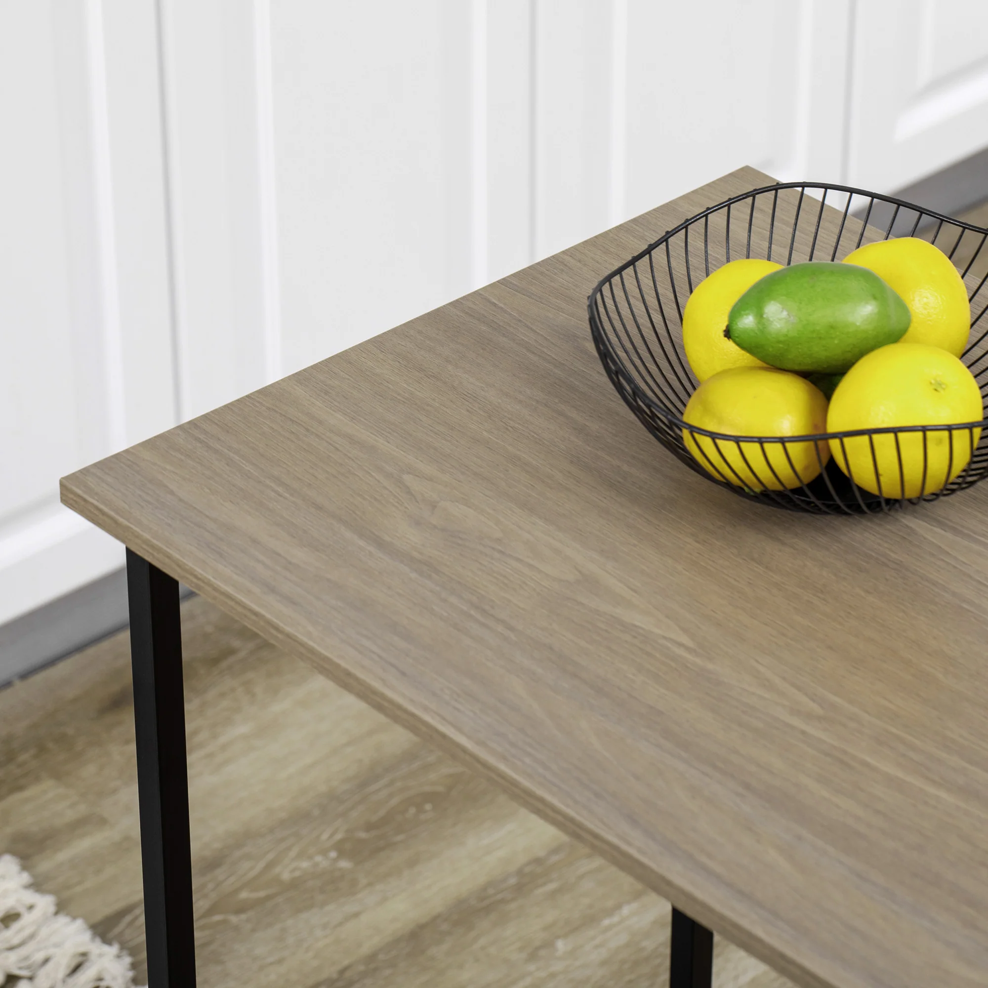 Table de bar avec rangement Table Bistrot Ilot central plateau latéral rabattable et 3 étagères - 120 x 76 x 91,4 cm - Image 9