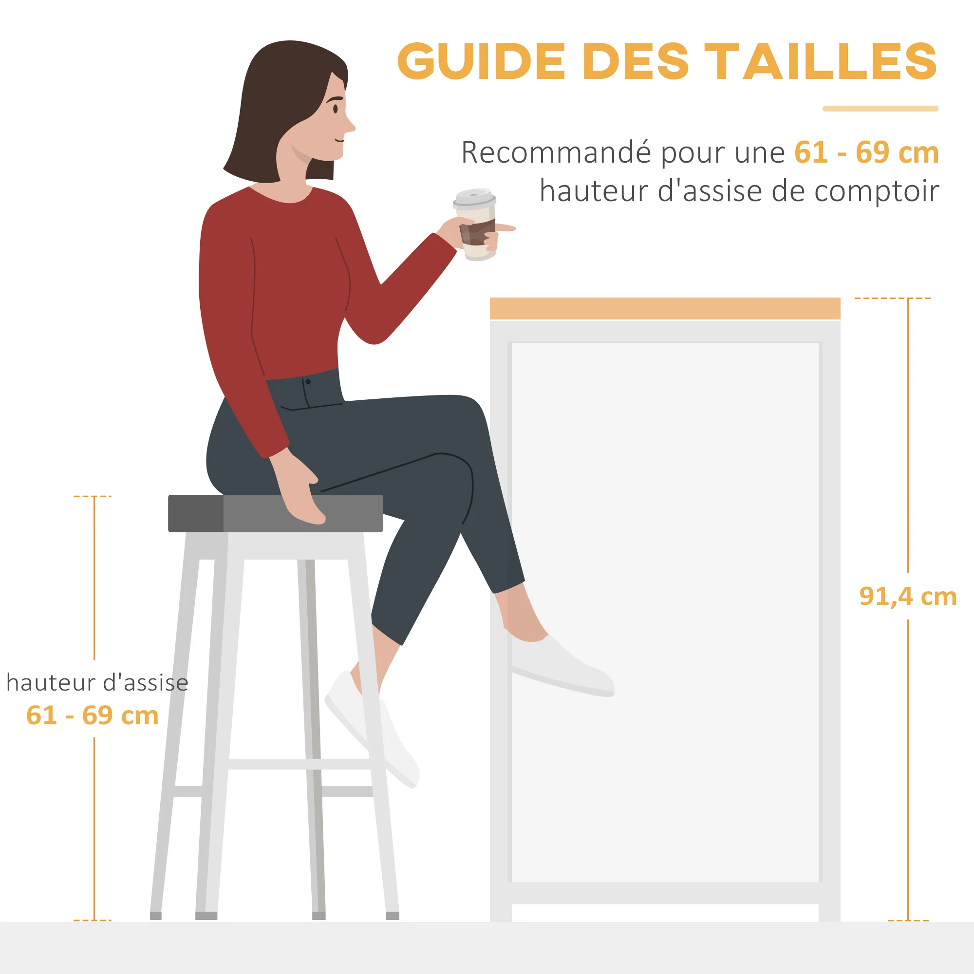 Table de bar avec rangement Table Bistrot Ilot central plateau latéral rabattable et 3 étagères - 120 x 76 x 91,4 cm Brun Rustique - Image 8