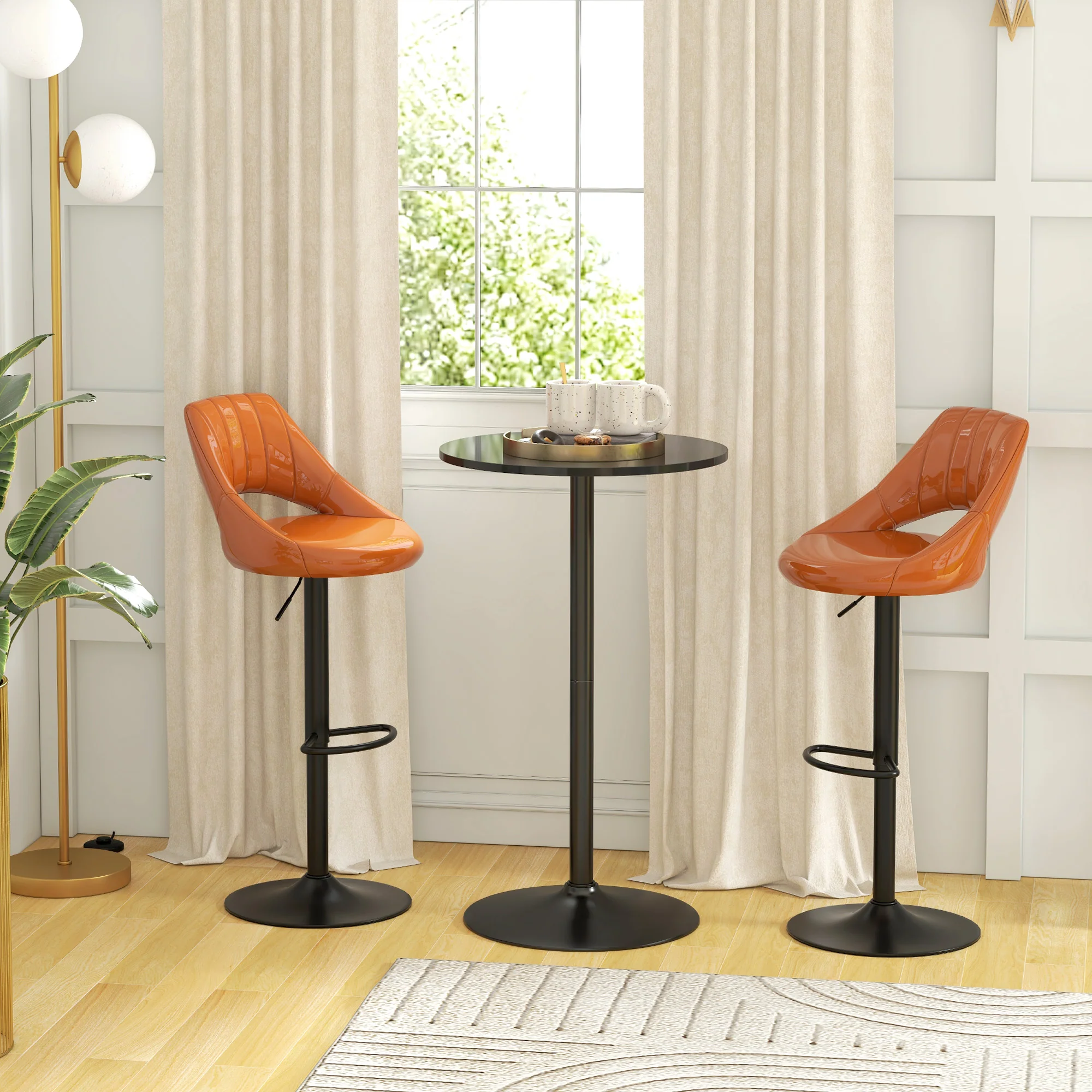 Table de bar ronde table de bistro mange-debout style contemporain avec plateau peint et cadre en acier dim. 60L x 60l x 102H cm noir - Image 3