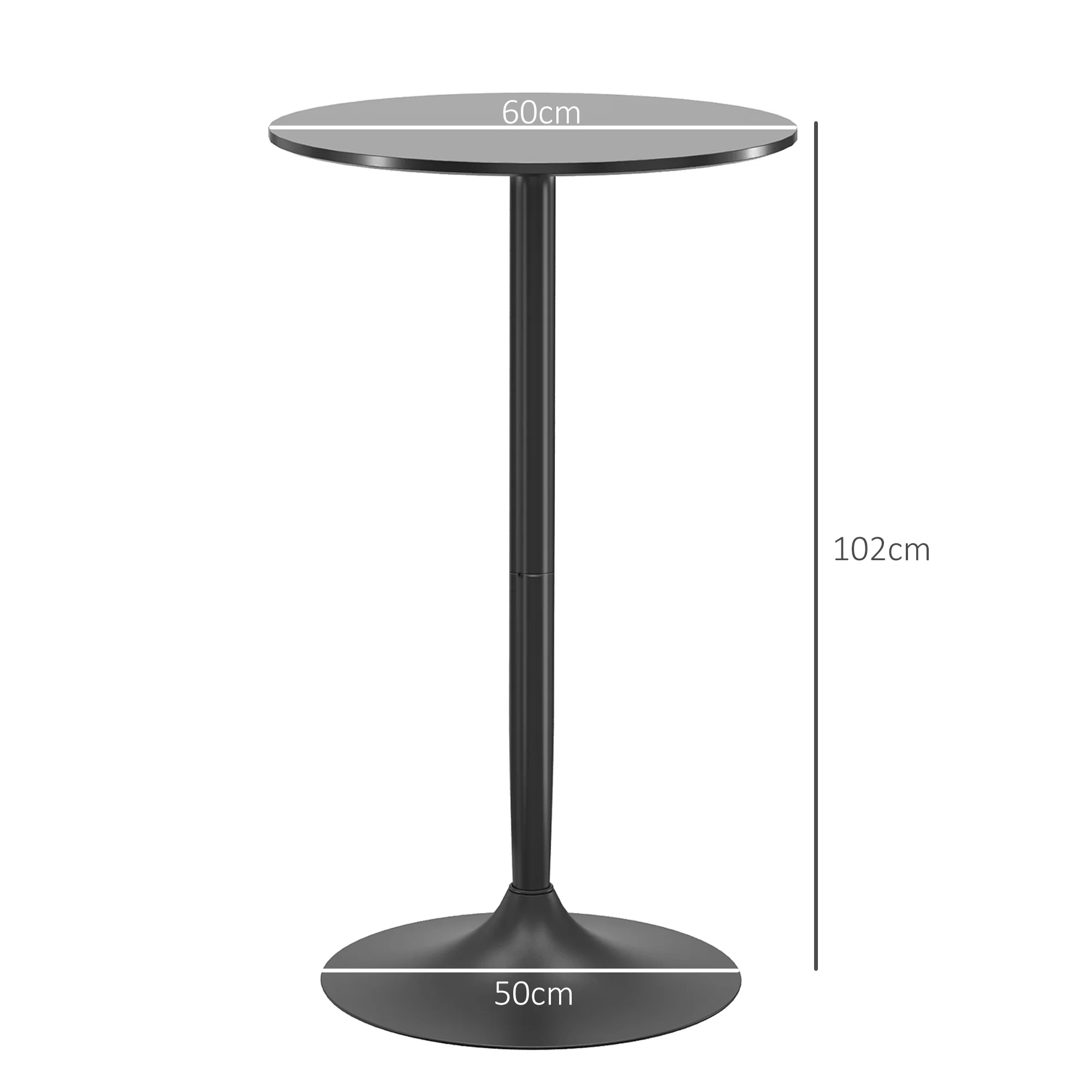 Table de bar ronde table de bistro mange-debout style contemporain avec plateau peint et cadre en acier dim. 60L x 60l x 102H cm noir - Image 4