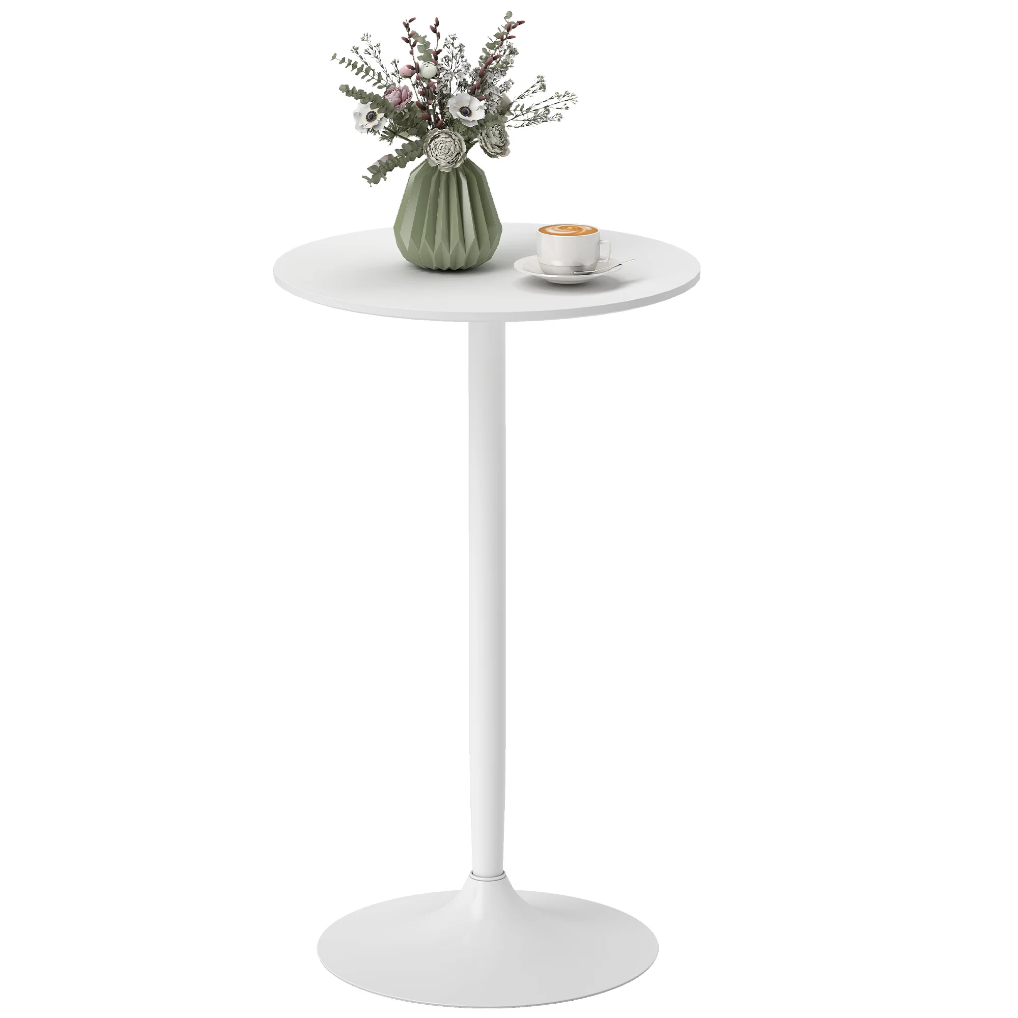 Table de bar ronde table de bistro mange-debout style contemporain avec plateau peint et cadre en acier dim. 60L x 60l x 102H cm blanc - Image 11