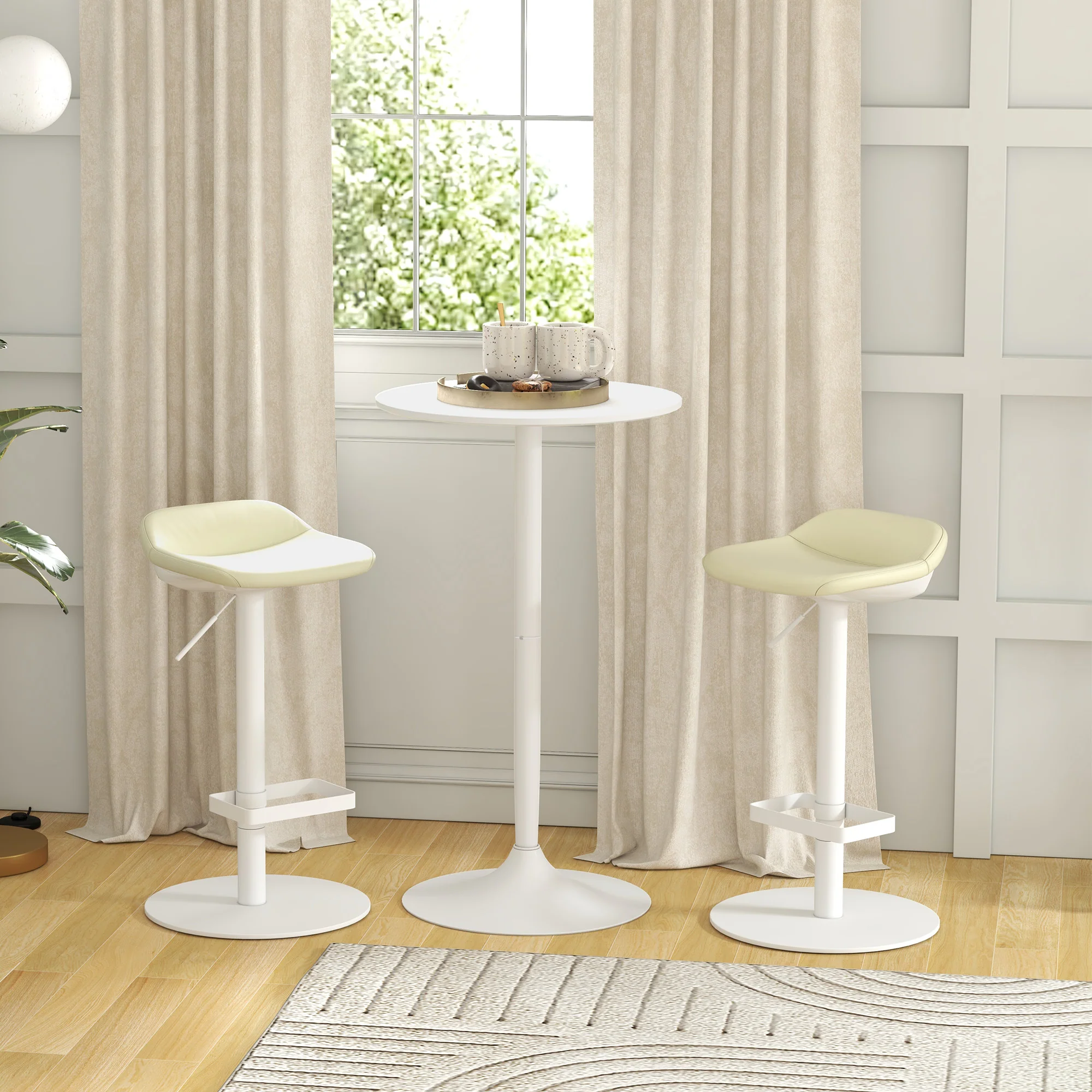 Table de bar ronde table de bistro mange-debout style contemporain avec plateau peint et cadre en acier dim. 60L x 60l x 102H cm blanc - Image 3