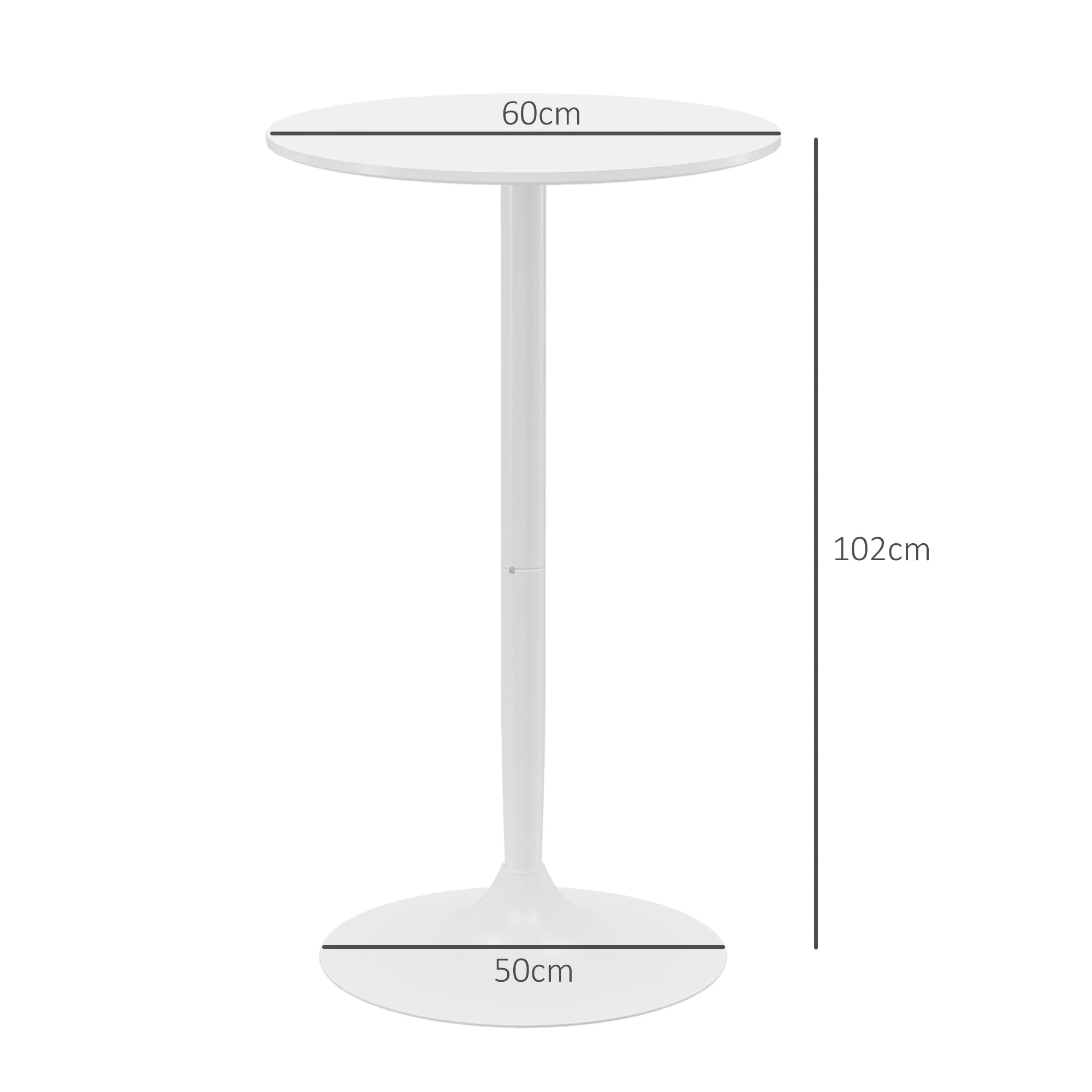 Table de bar ronde table de bistro mange-debout style contemporain avec plateau peint et cadre en acier dim. 60L x 60l x 102H cm blanc - Image 4