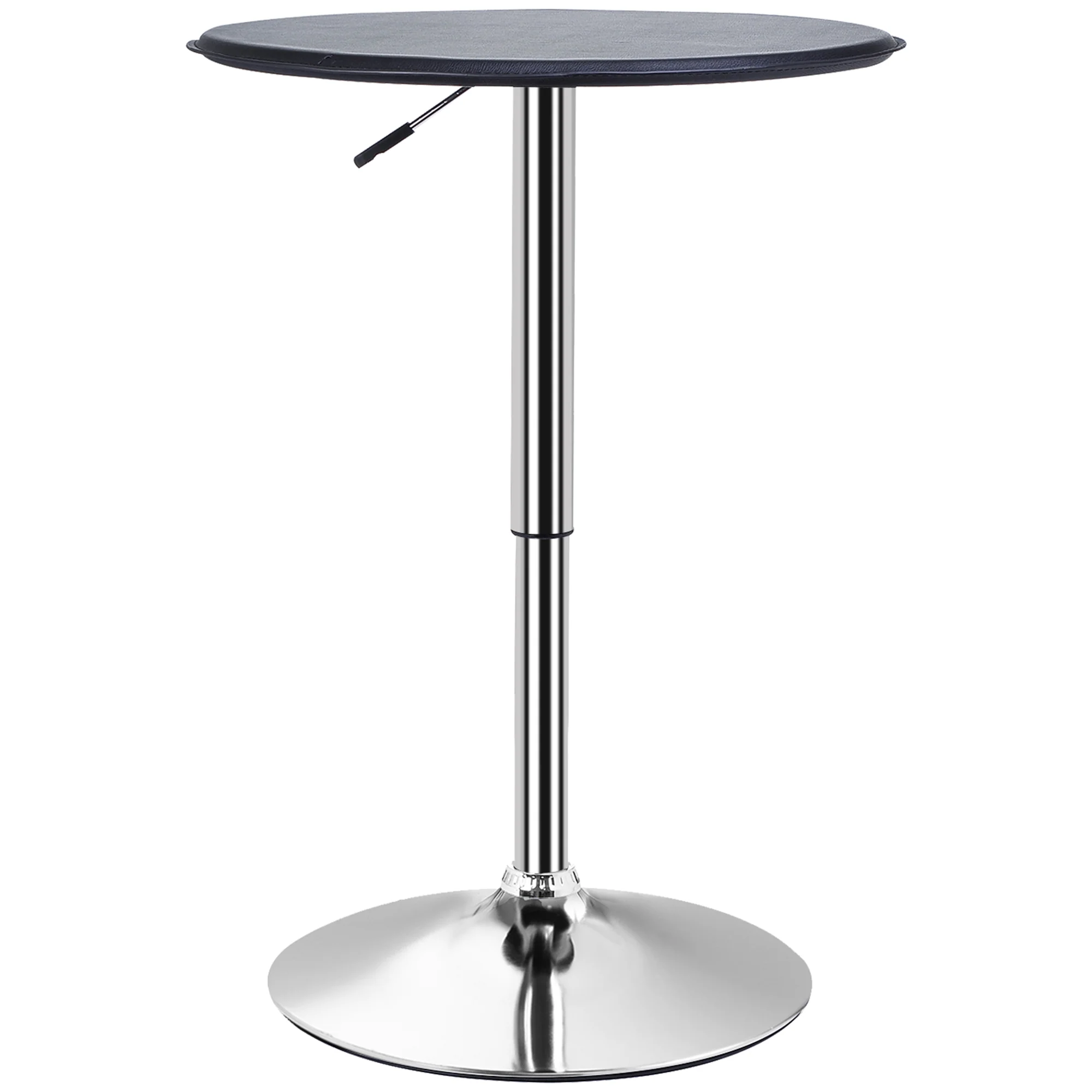 Table de Bar Table Bistro Mange-debout Chic Style Contemporain Table Ronde Hauteur réglable 67-93 cm ? 63 cm Plateau pivotant 360° métal chromé PVC Noir