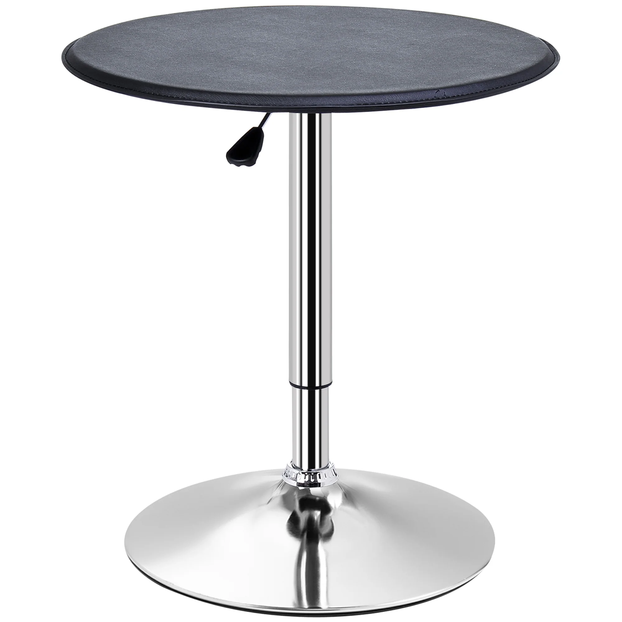 Table de Bar Table Bistro Mange-debout Chic Style Contemporain Table Ronde Hauteur réglable 67-93 cm ? 63 cm Plateau pivotant 360° métal chromé PVC Noir - Image 2