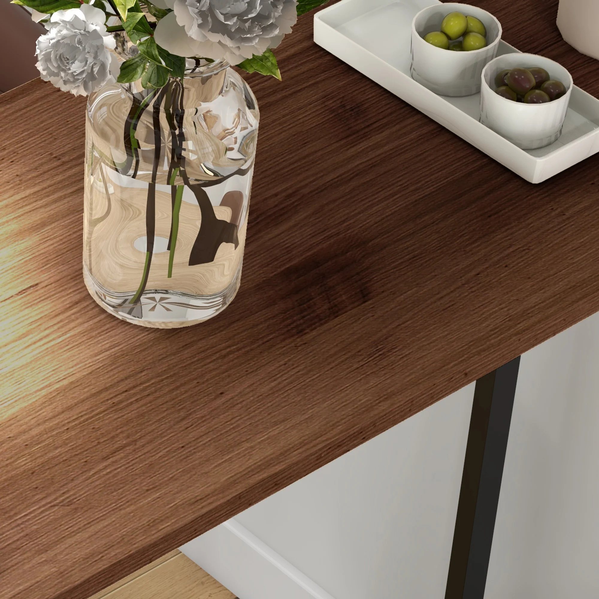 Table de bar table haute de cuisine mange-debout avec étagères - 120 x 40 x 105 cm - piètement acier noir marron - Image 10
