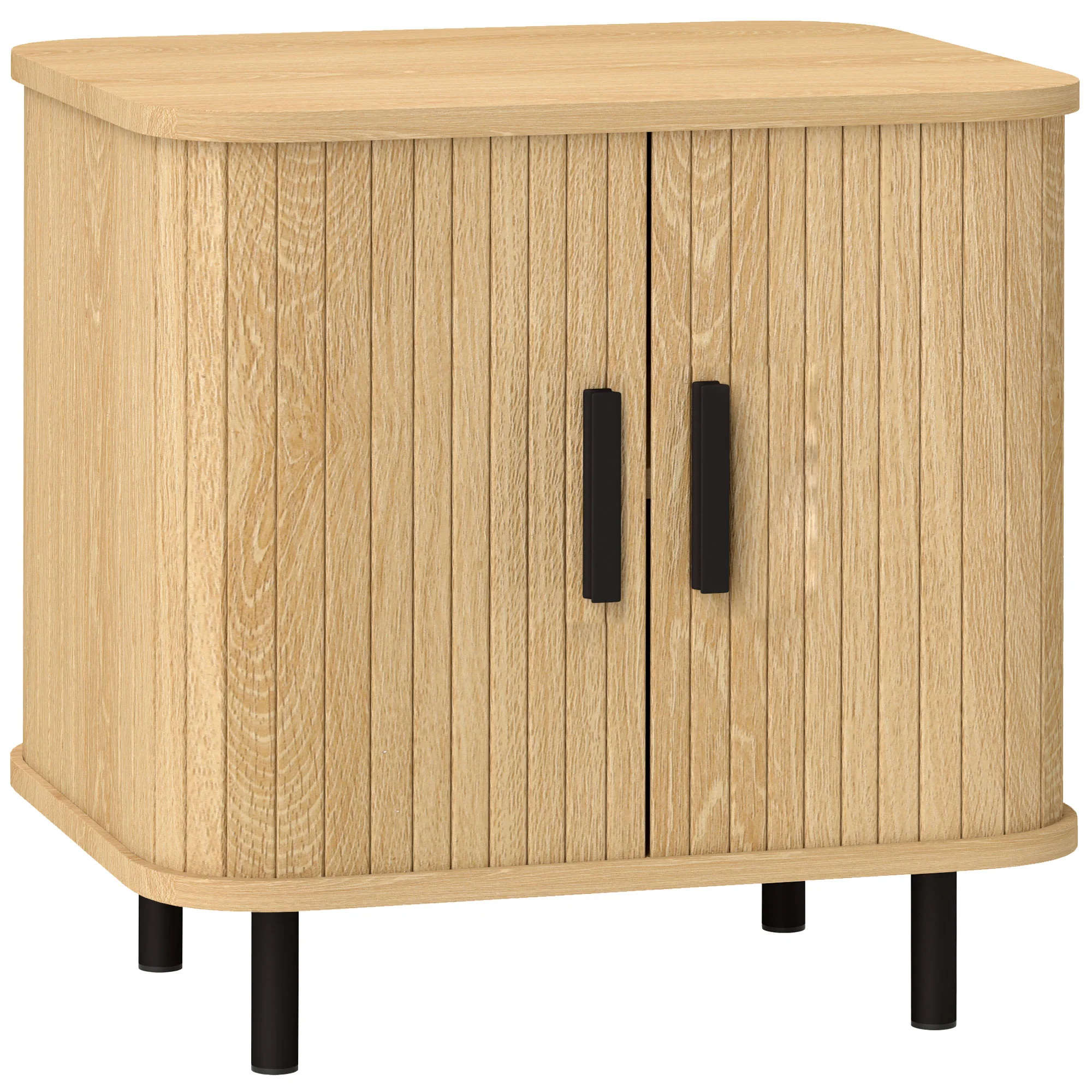 Table de chevet, table d'appoint, table de nuit style scandinave 2 portes coulissantes et pieds en acier pour chambre, salon, 48 x 40 x 48 cm, aspect bois - Image 11