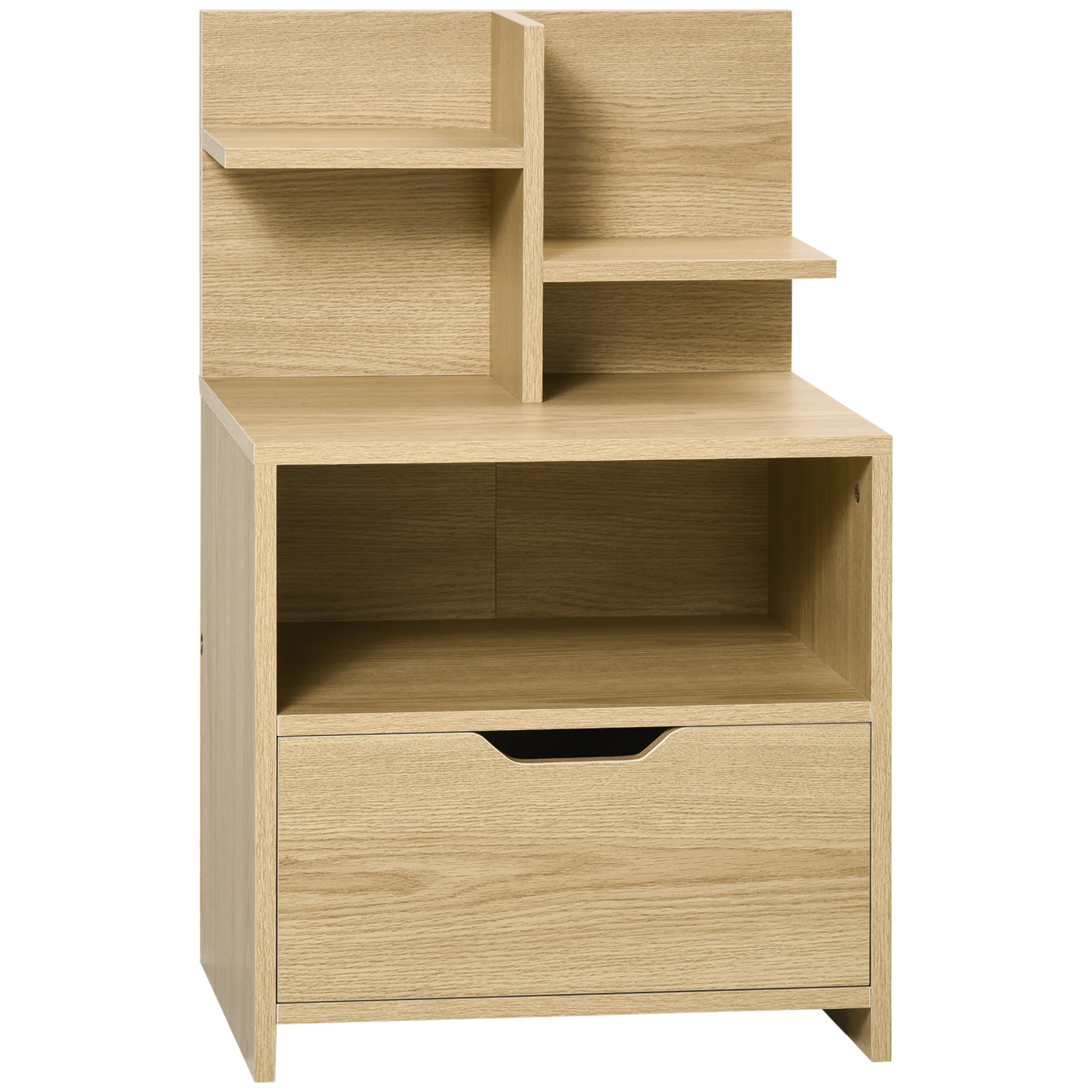 Table de chevet table de nuit avec tiroir, niche et étagères de rangement effet bois - 45 x 35 x 73 cm naturel - Image 11
