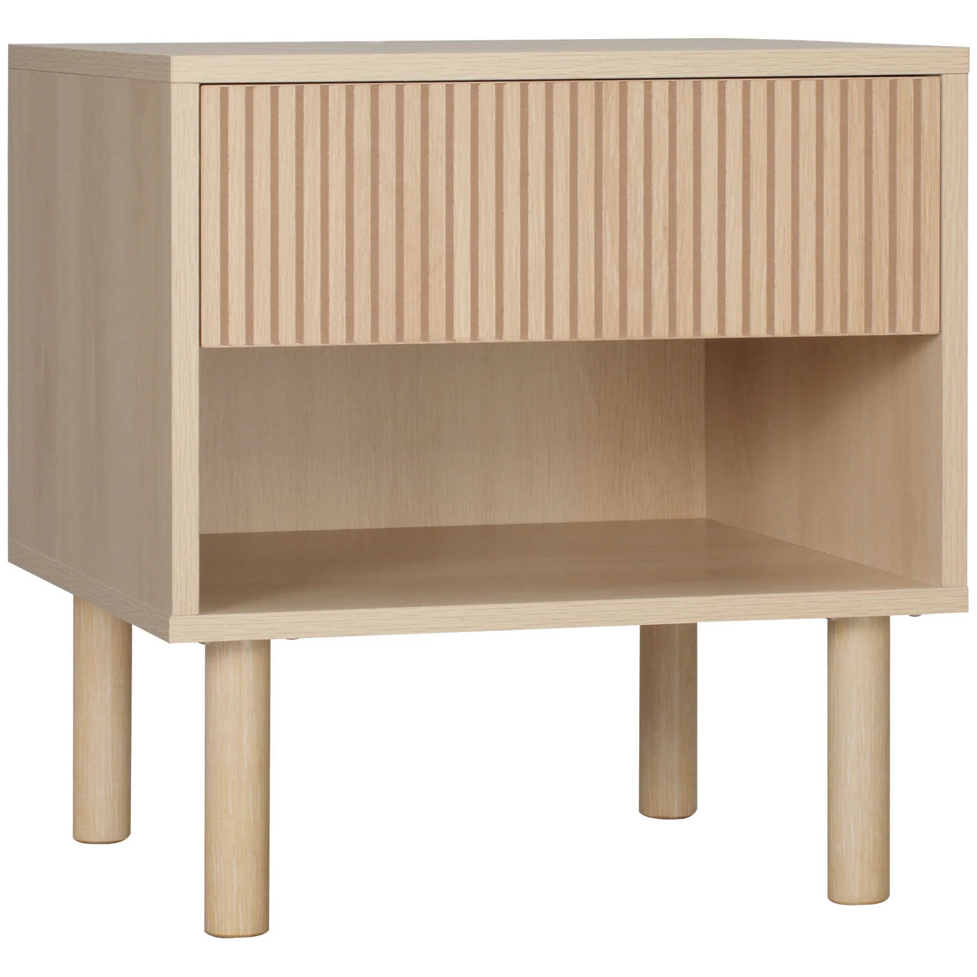 Table de chevet table de nuit avec tiroirs et niches, table d'appoint style moderne pour chambre à coucher, salon, dim. 47 x 47 x 50 cm, finition bois naturel - Image 2