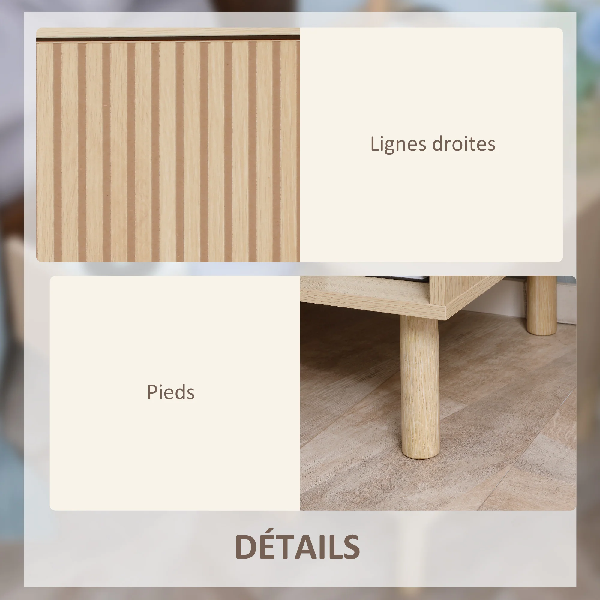 Table de chevet table de nuit avec tiroirs et niches, table d'appoint style moderne pour chambre à coucher, salon, dim. 47 x 47 x 50 cm, finition bois naturel - Image 7