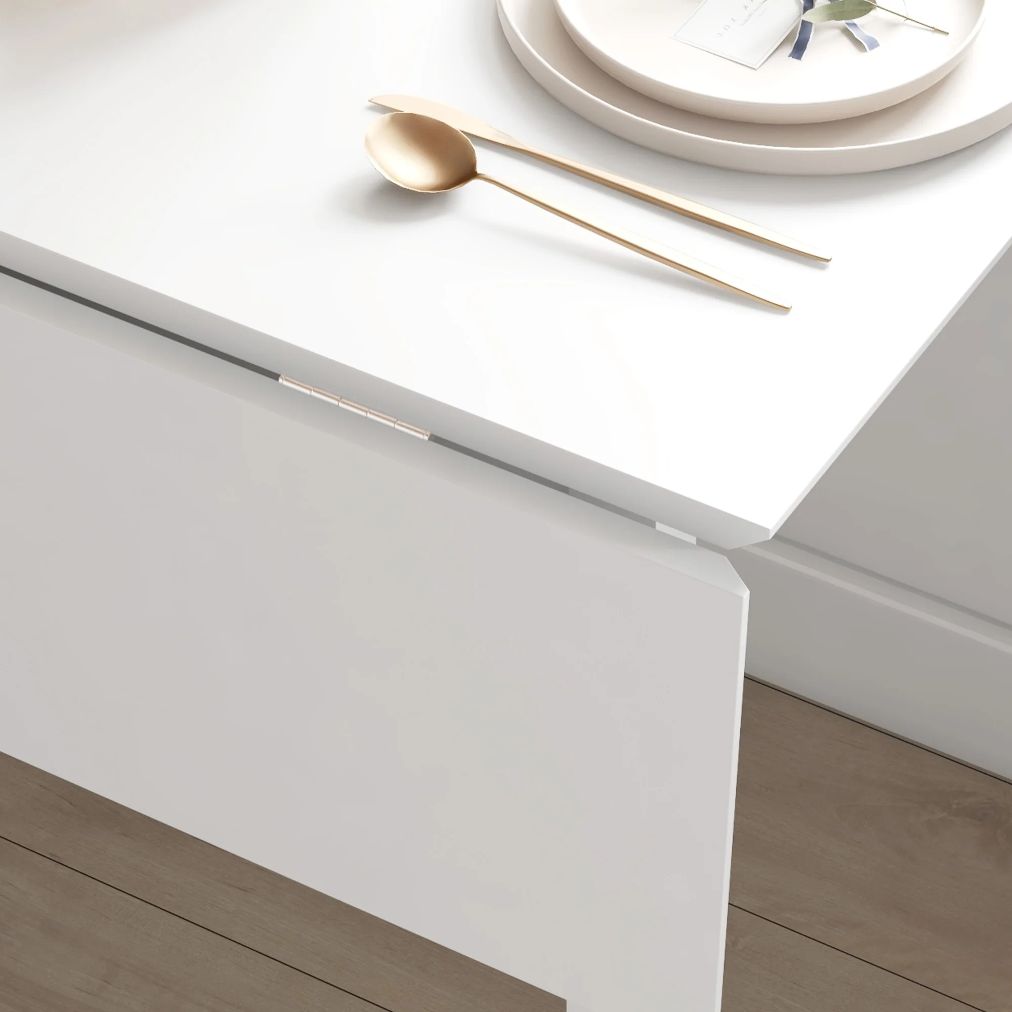 Table de cuisine pliable table à manger pliante avec plateau rabattable en bois pour 2 à 4 personnes, blanc - Image 10