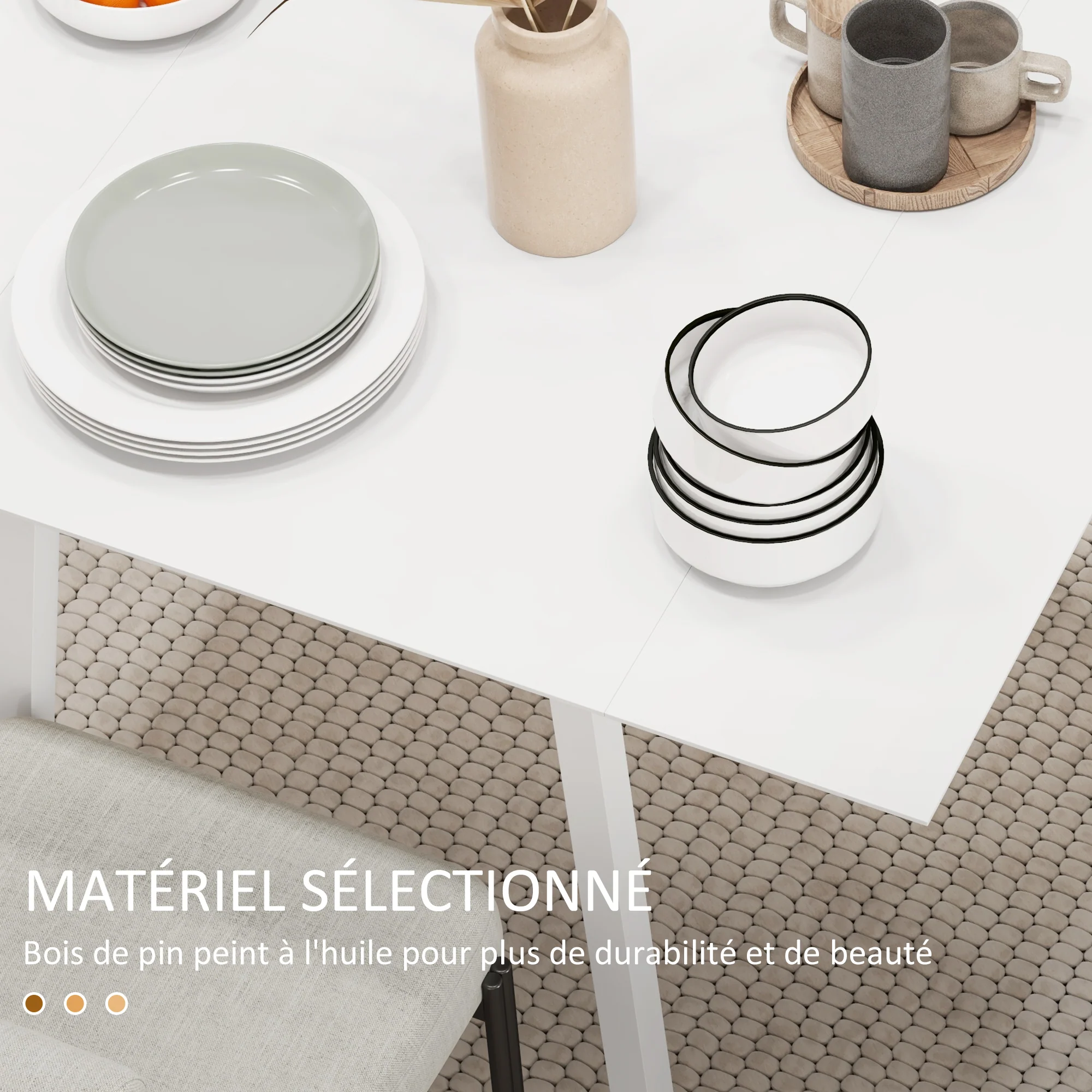 Table de cuisine pliable table à manger pliante avec plateau rabattable en bois pour 2 à 4 personnes, blanc - Image 6