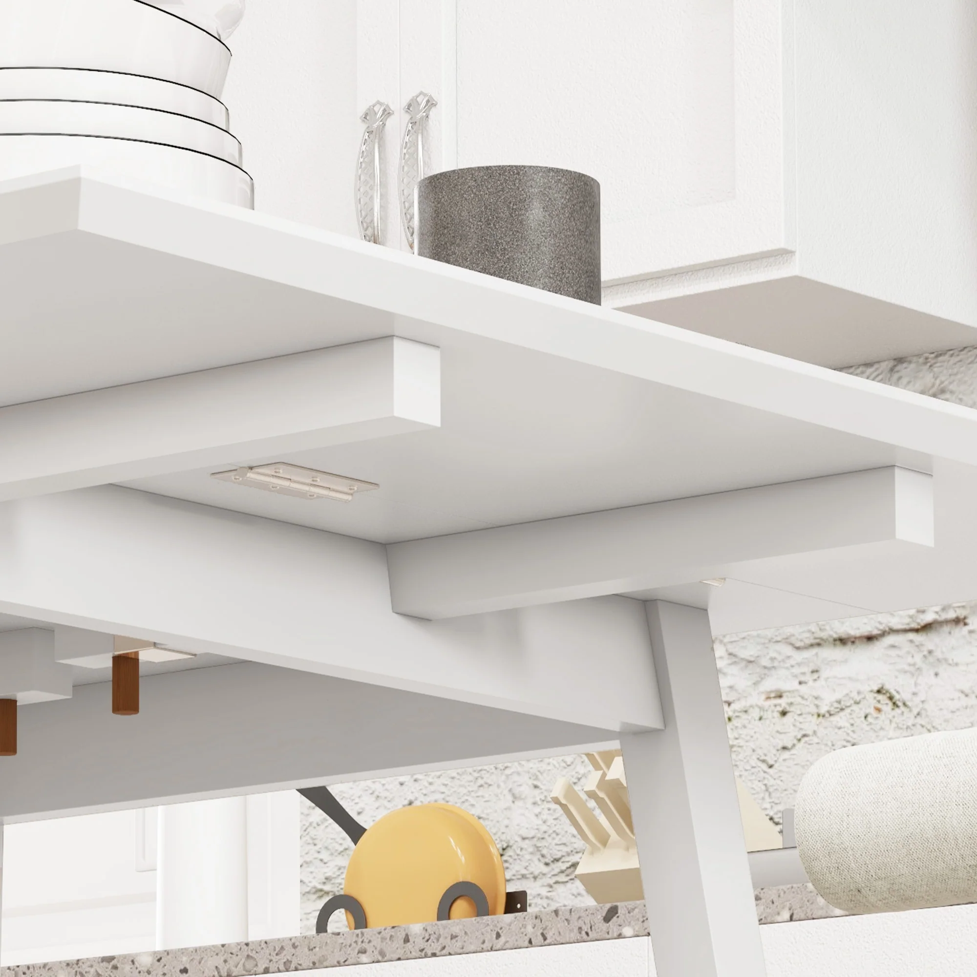 Table de cuisine pliable table à manger pliante avec plateau rabattable en bois pour 2 à 4 personnes, blanc - Image 9