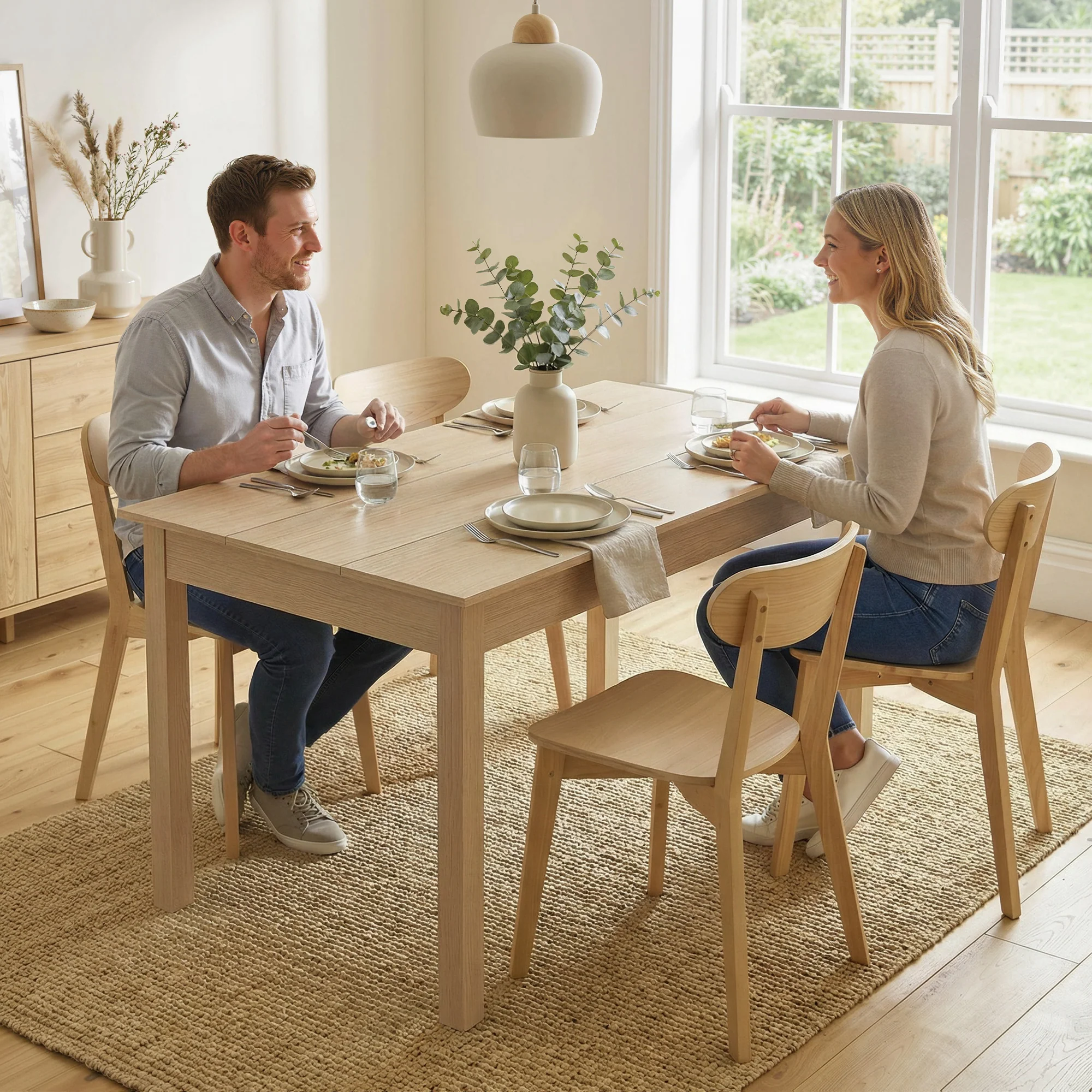 Table de salle à manger design moderne bicolore avec grand plateau 4-6 personnes en bois dim. 119L x 70l x 75H cm - en bois - Image 3