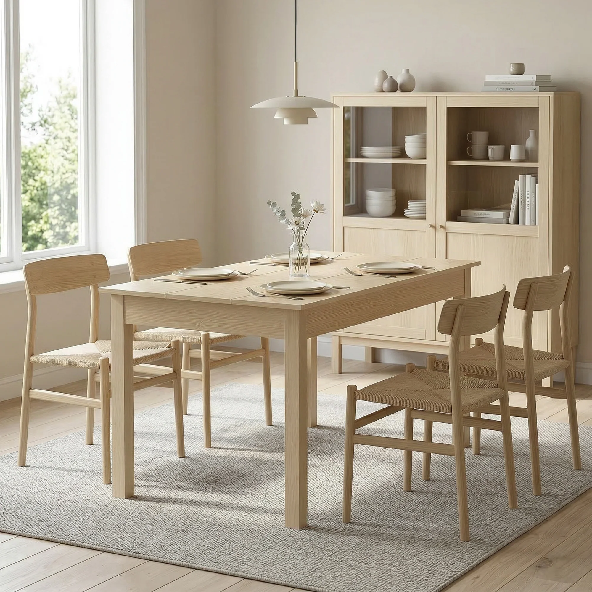 Table de salle à manger design moderne bicolore avec grand plateau 4-6 personnes en bois dim. 119L x 70l x 75H cm - en bois - Image 5