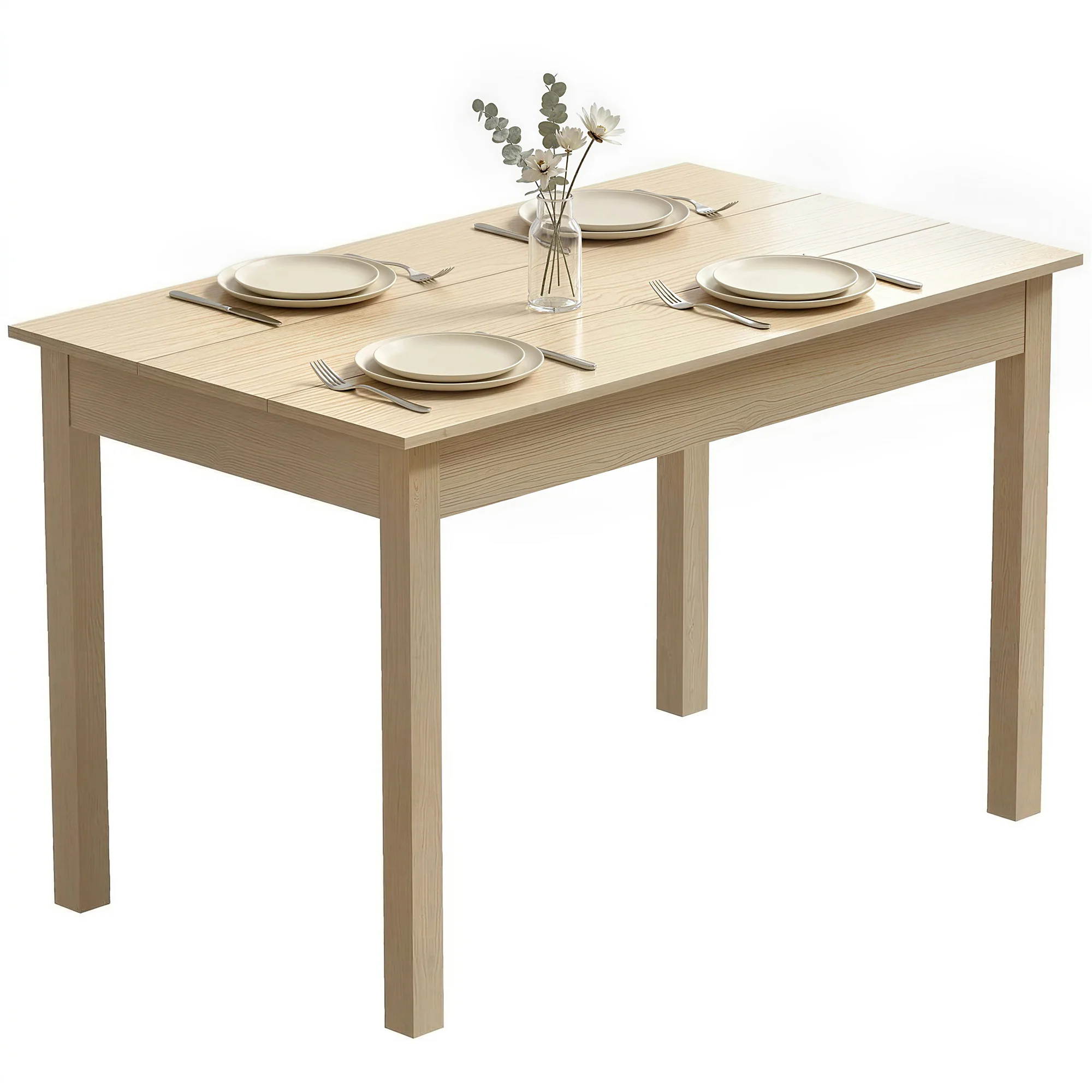 Table de salle à manger design moderne bicolore avec grand plateau 4-6 personnes en bois dim. 119L x 70l x 75H cm - en bois - Image 8