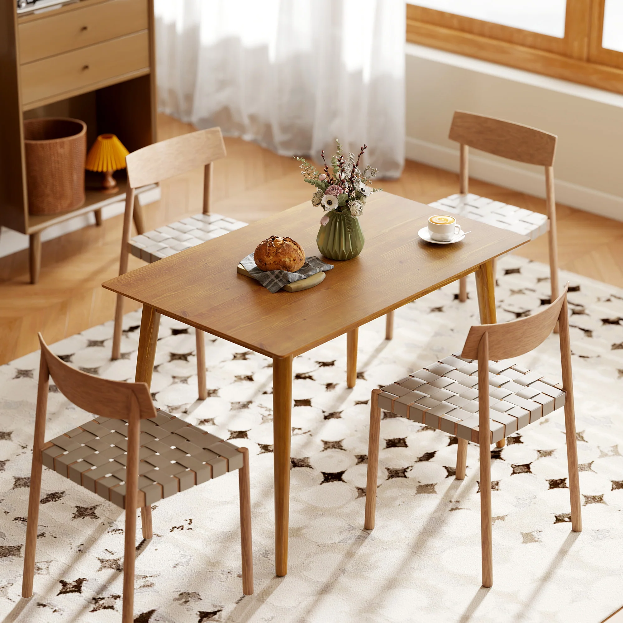 Table de salle à manger table de cuisine design grand plateau 4-6 personnes en bois dim. 120L x 75l x 76H cm - Image 3