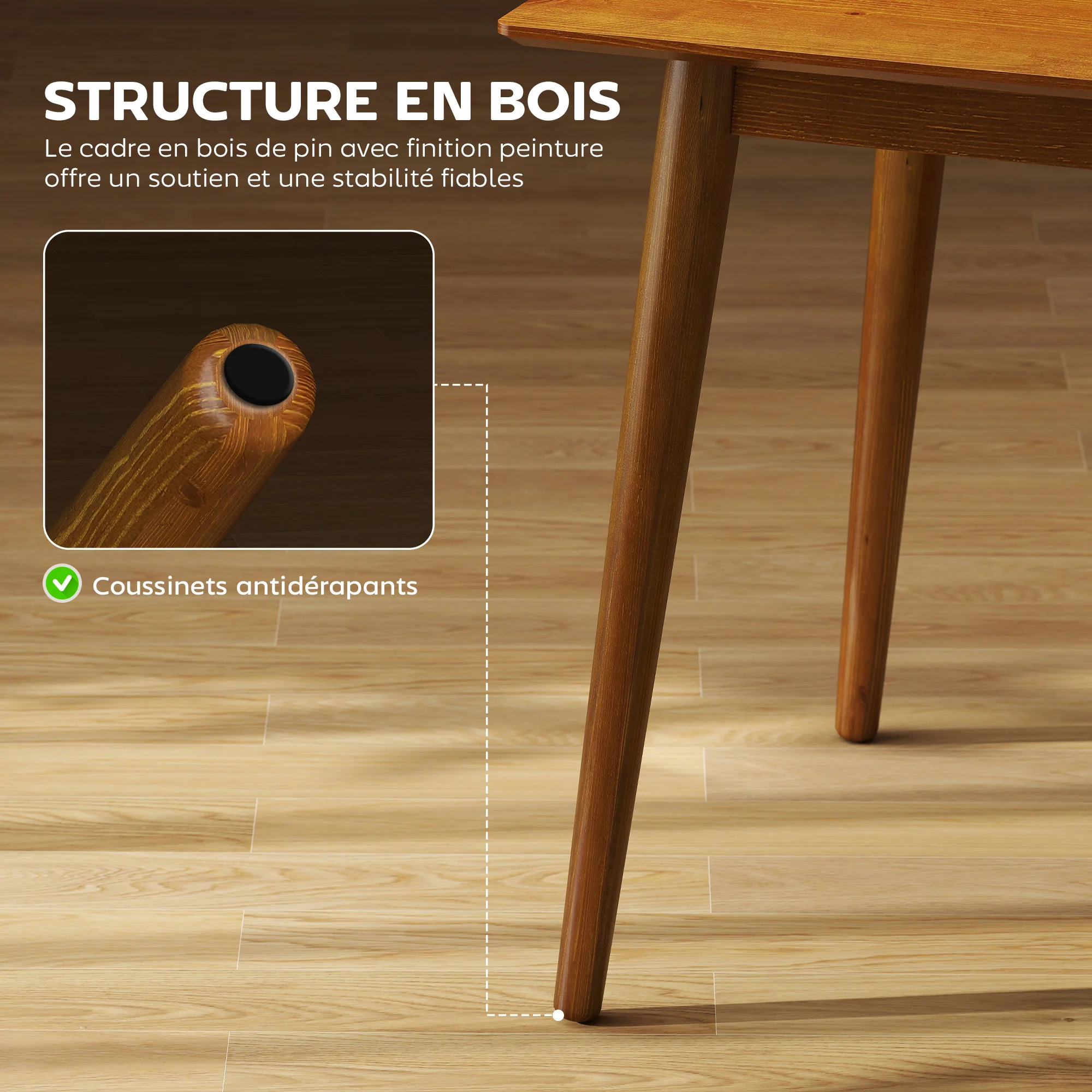 Table de salle à manger table de cuisine design grand plateau 4-6 personnes en bois dim. 120L x 75l x 76H cm - Image 6