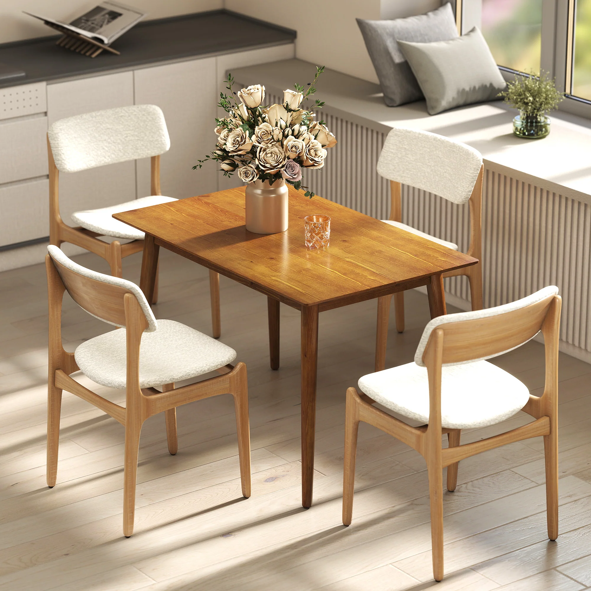 Table de salle à manger table de cuisine design grand plateau 4-6 personnes en bois dim. 120L x 75l x 76H cm - Image 7