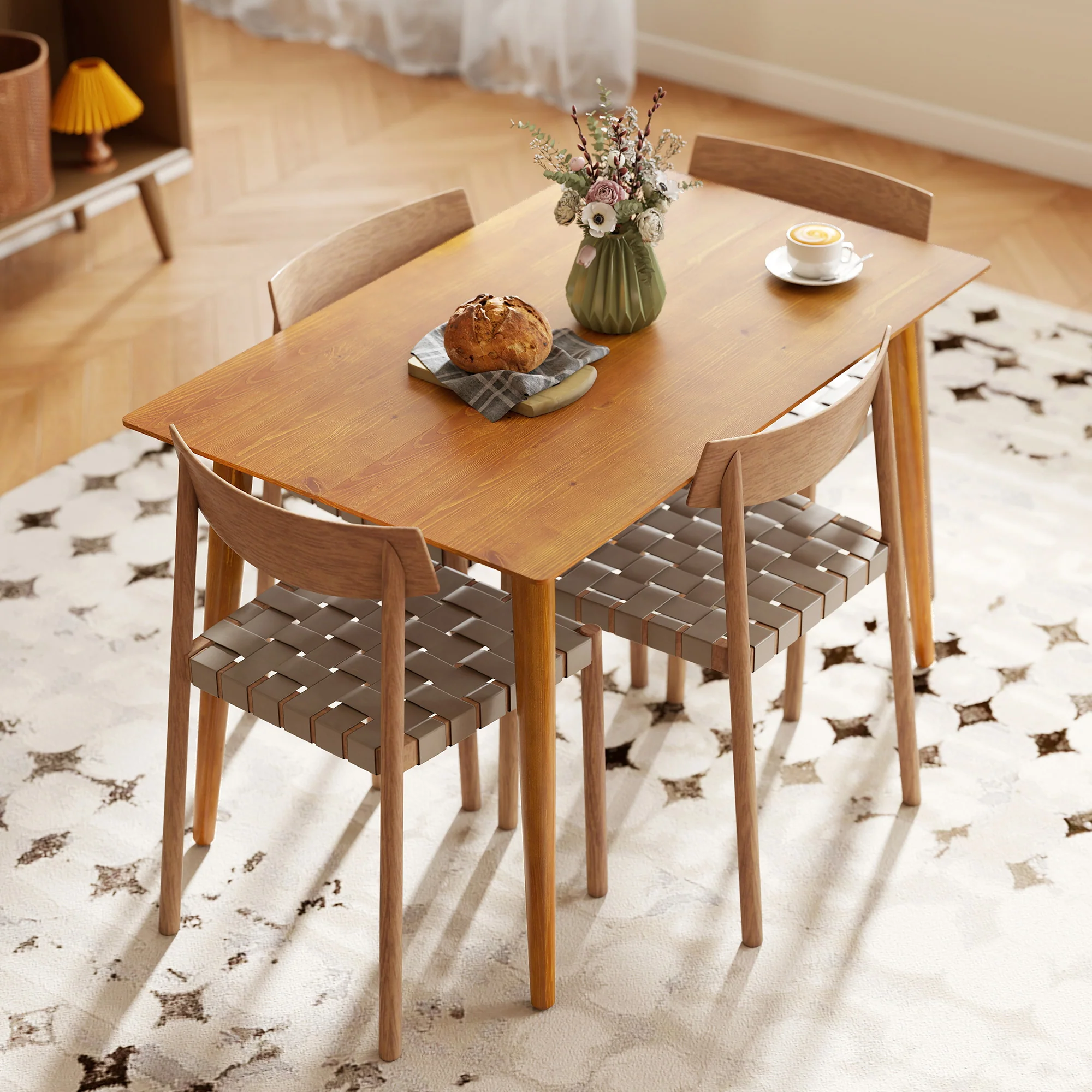 Table de salle à manger table de cuisine design grand plateau 4-6 personnes en bois dim. 120L x 75l x 76H cm - Image 8