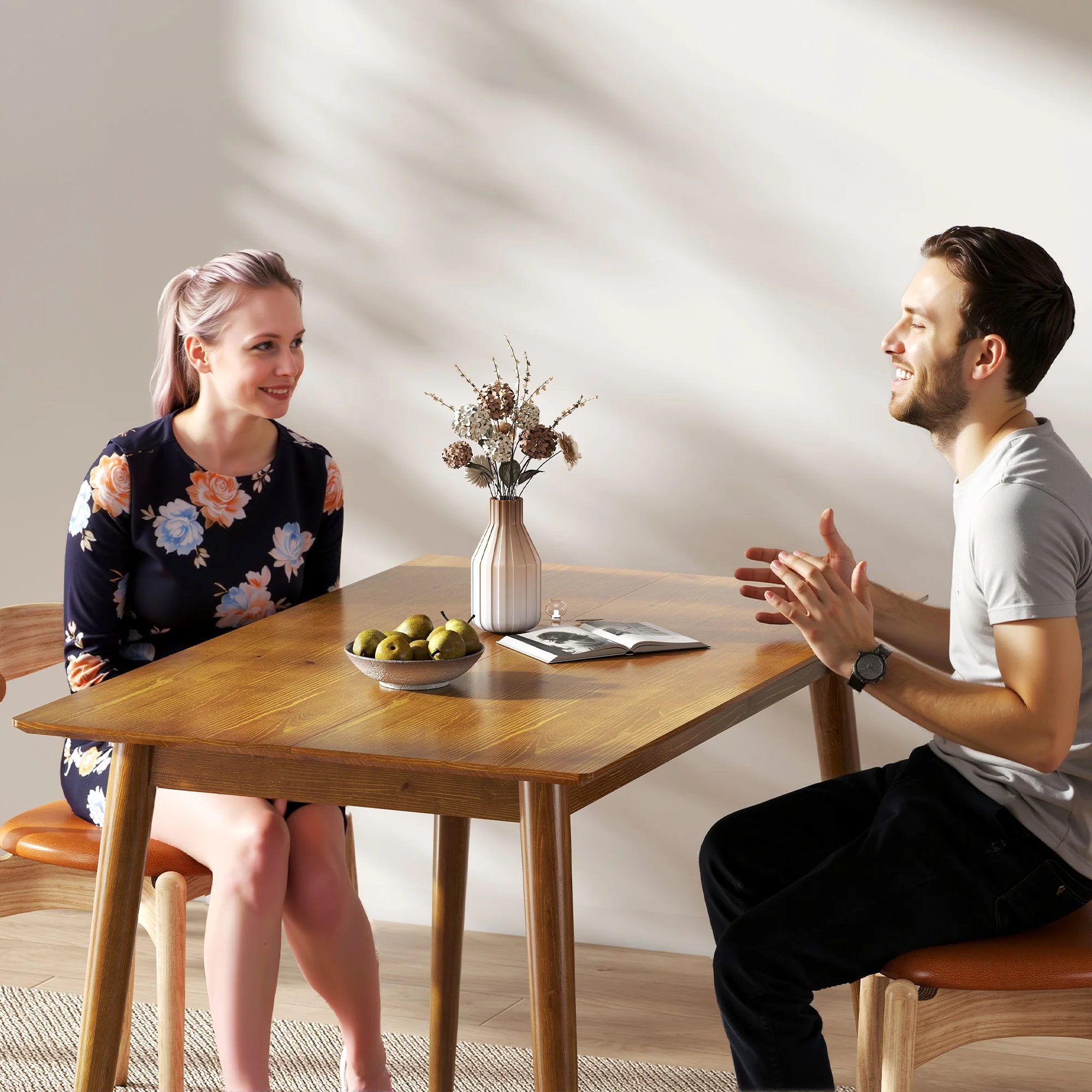 Table de salle à manger table de cuisine design grand plateau 4-6 personnes en bois dim. 120L x 75l x 76H cm - Image 9