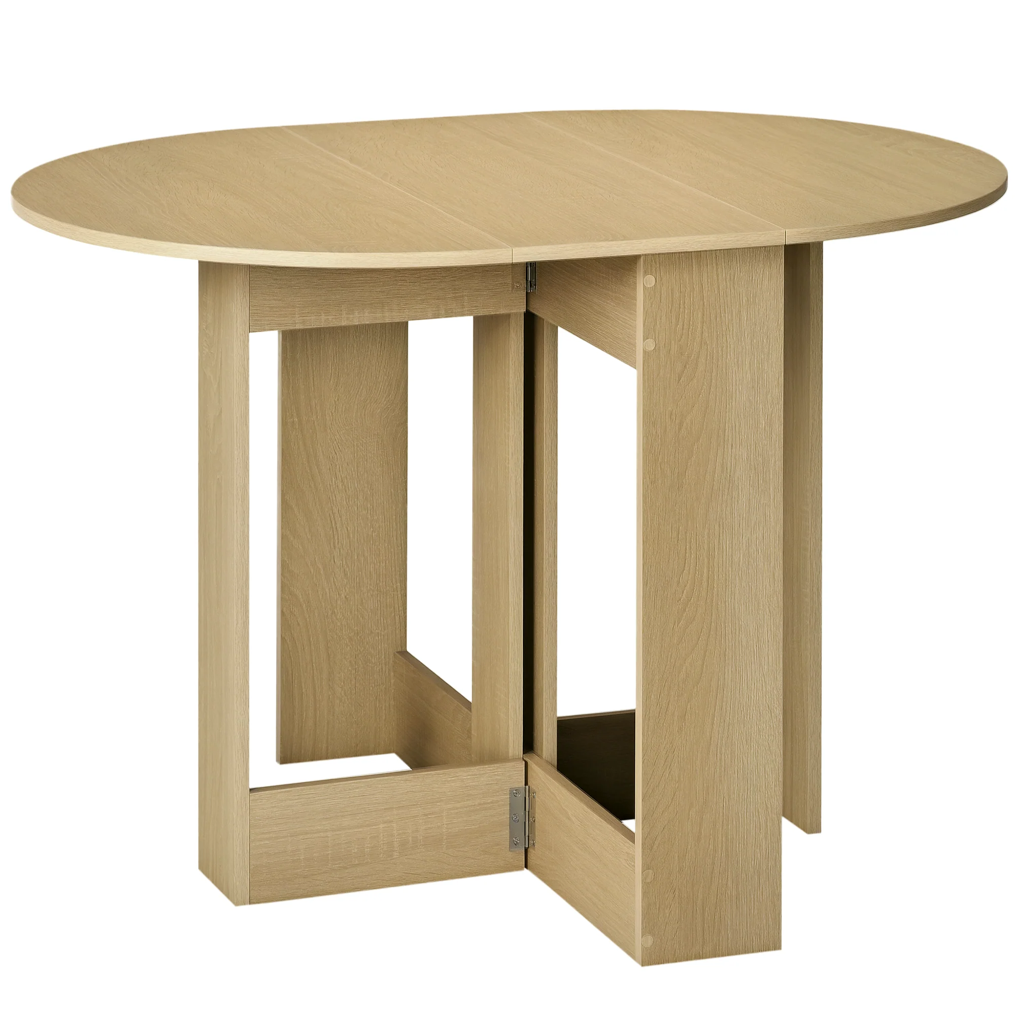 Table pliable de cuisine salle à manger 2 abattants - table ovale extensible - en bois chêne - Image 11