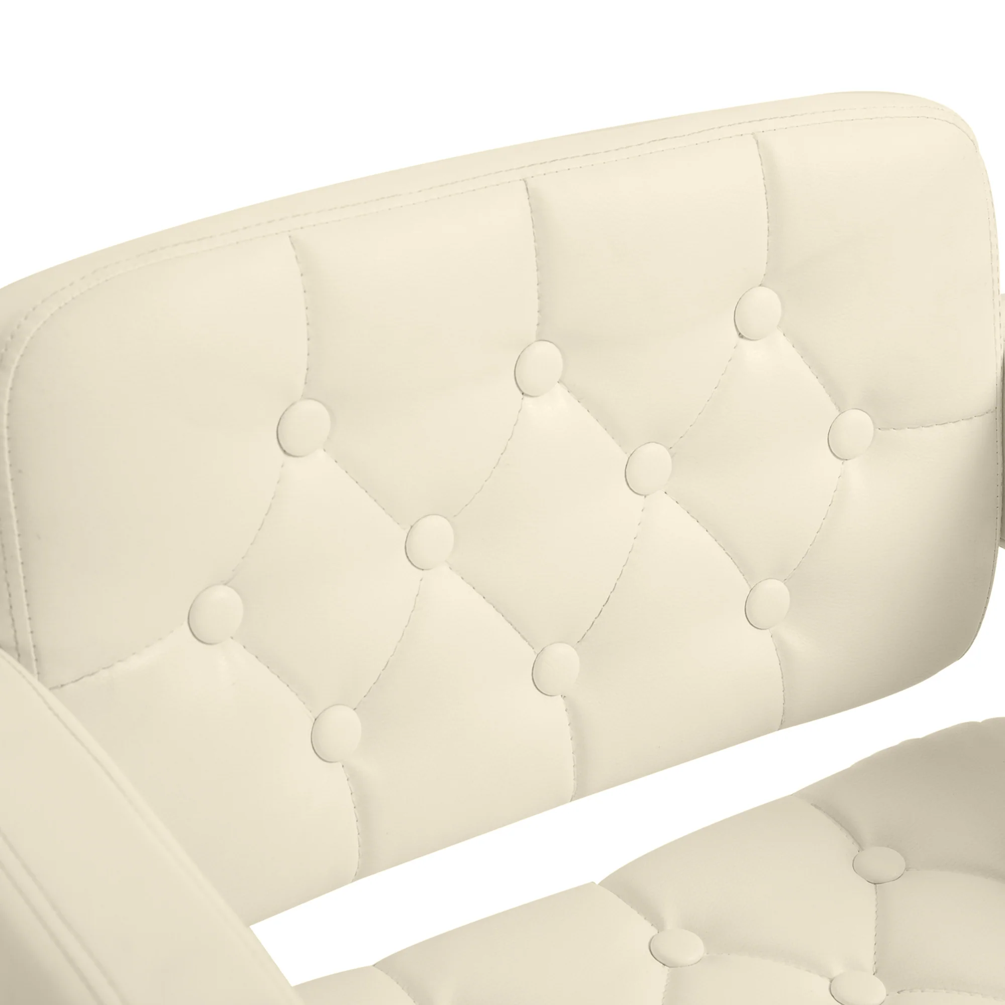 Tabouret de bar pivotant à 360°, chaise de bar réglable en hauteur avec dossier rembourrée, repose-pieds et accoudoirs, chaise haute cuisine en PU et métal pour salle à manger, comptoir, blanc - Image 10