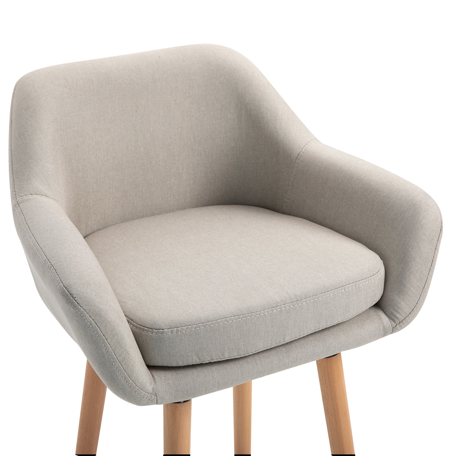 Tabourets de Bar Design scandinave - Lot de 2 tabourets de Bar Grand Confort avec Repose-Pieds et accoudoirs - Bois massif Lin Beige - Image 9