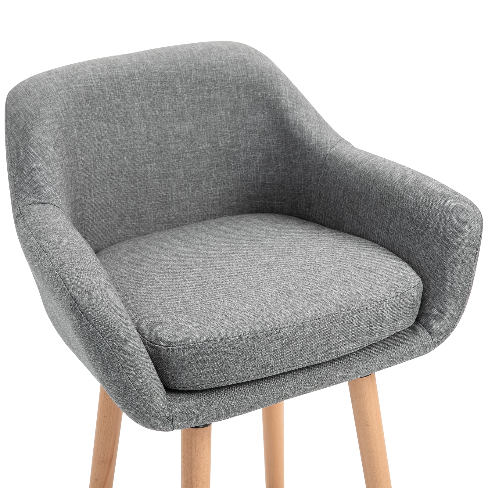 Tabourets de Bar Design scandinave - Lot de 2 tabourets de Bar Grand Confort avec Repose-Pieds et accoudoirs - Bois massif Lin Gris foncé - Image 9