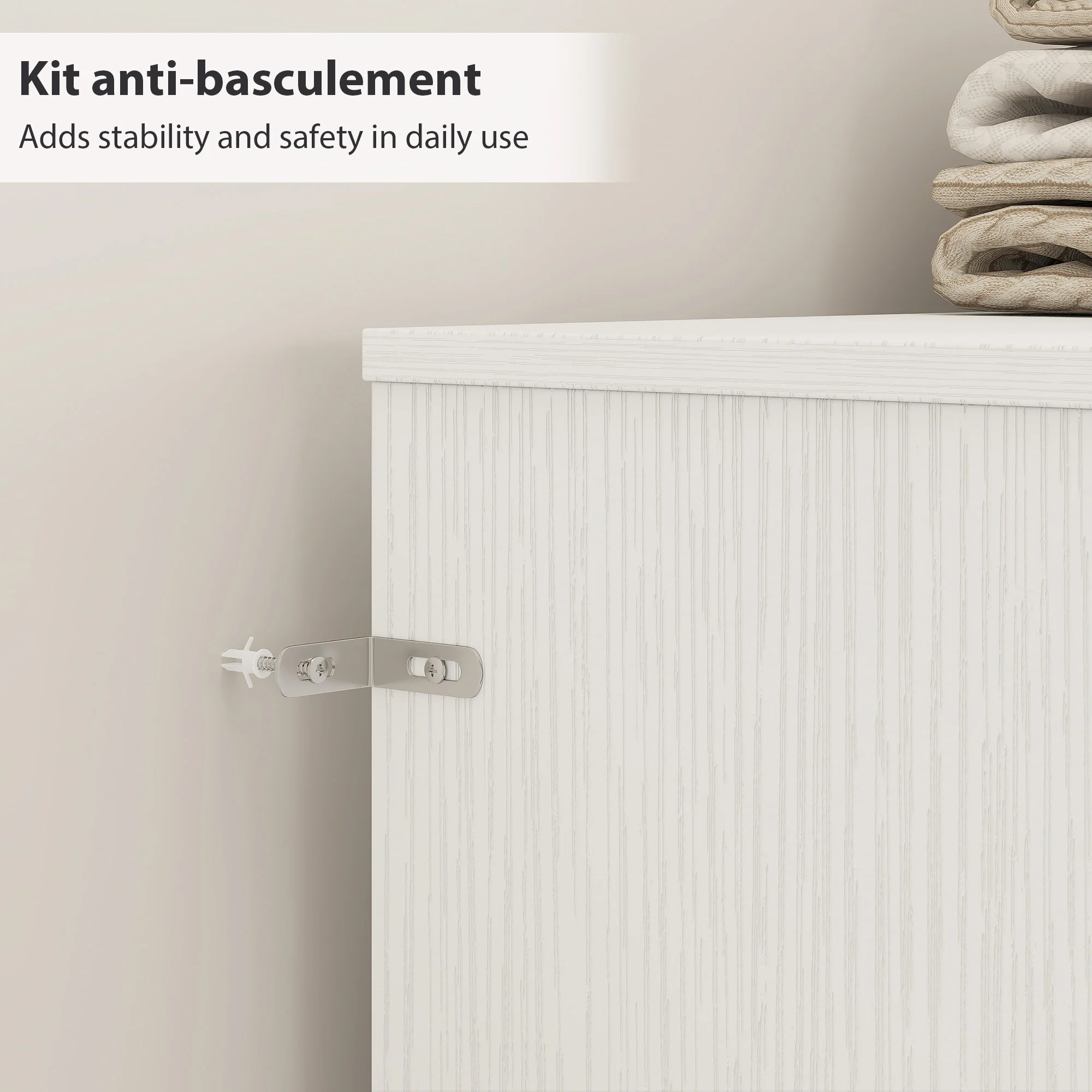 Tête de lit sur pied 160 cm avec rangements, accessoire de lit moderne avec 4 compartiments ouverts pour chambre, 160 x 20,2 x 108,2 cm, blanc - Image 6