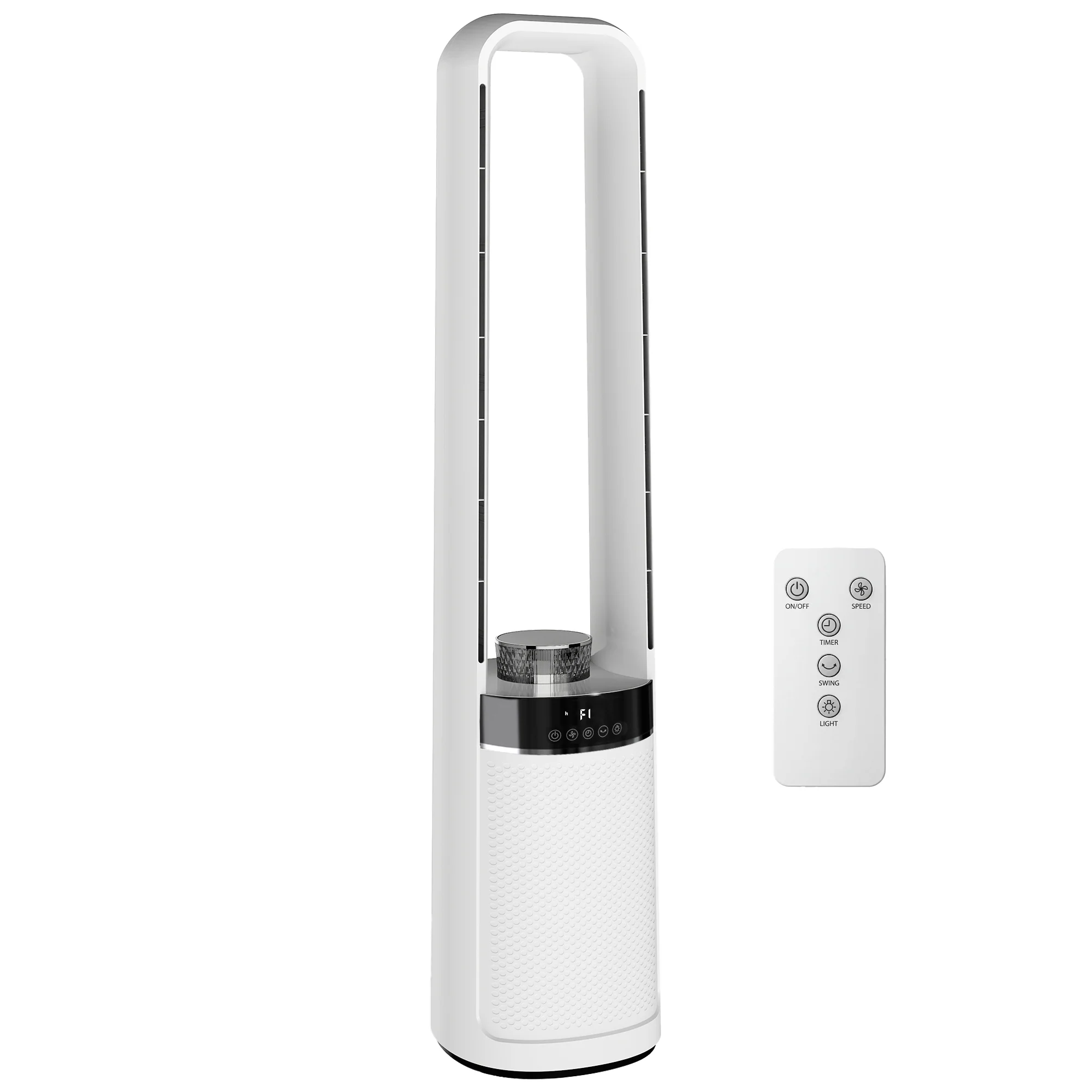 Ventilateur colonne silencieux 36dB, ventilateur tour pour chambre, 93,3cm de haut, oscillant à 45°, lumières LED, 3 vitesses, minuteur 12H, télécommande, blanc - Image 2
